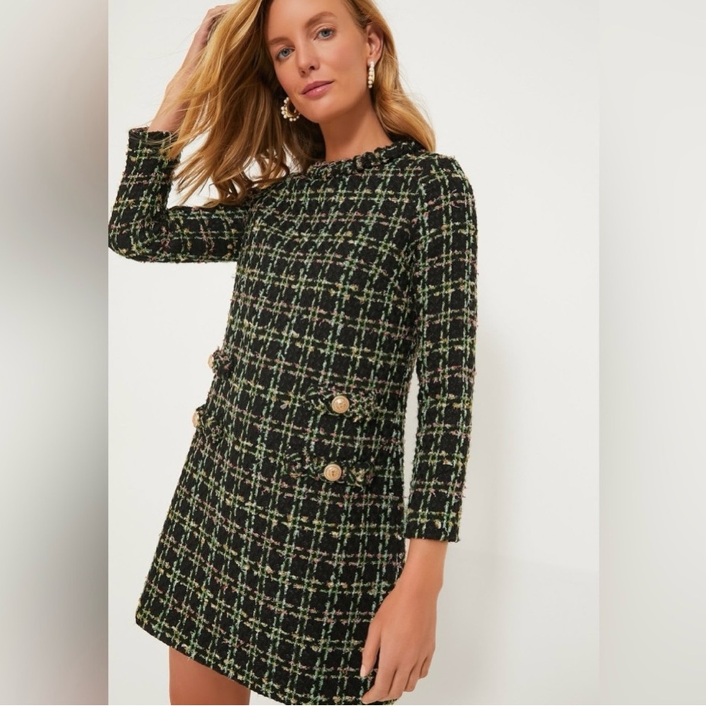Tuckernuck Black and Green Tweed Mini Dress